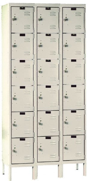 HALLOWELL U3228-6A-PT 3-Wide Locker: Padlock 