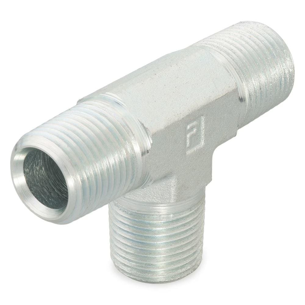 Industrial Male Pipe Tee: 1/2" Male Thread, MNPTF