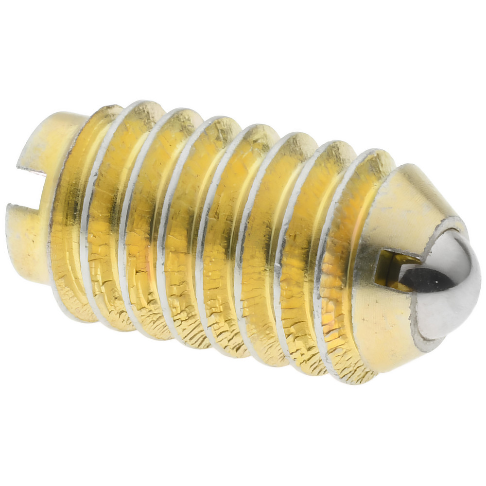 Threaded Ball Plunger: 5/16-18, 0.156" Ball Dia, 37/64" Body Length, 0.04" Max Ball Reach