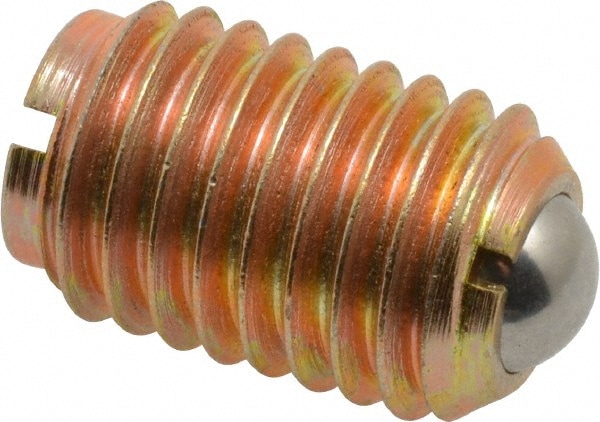 Threaded Ball Plunger: 5/8-11, 0.375" Ball Dia, 63/64" Body Length, 0.096" Max Ball Reach