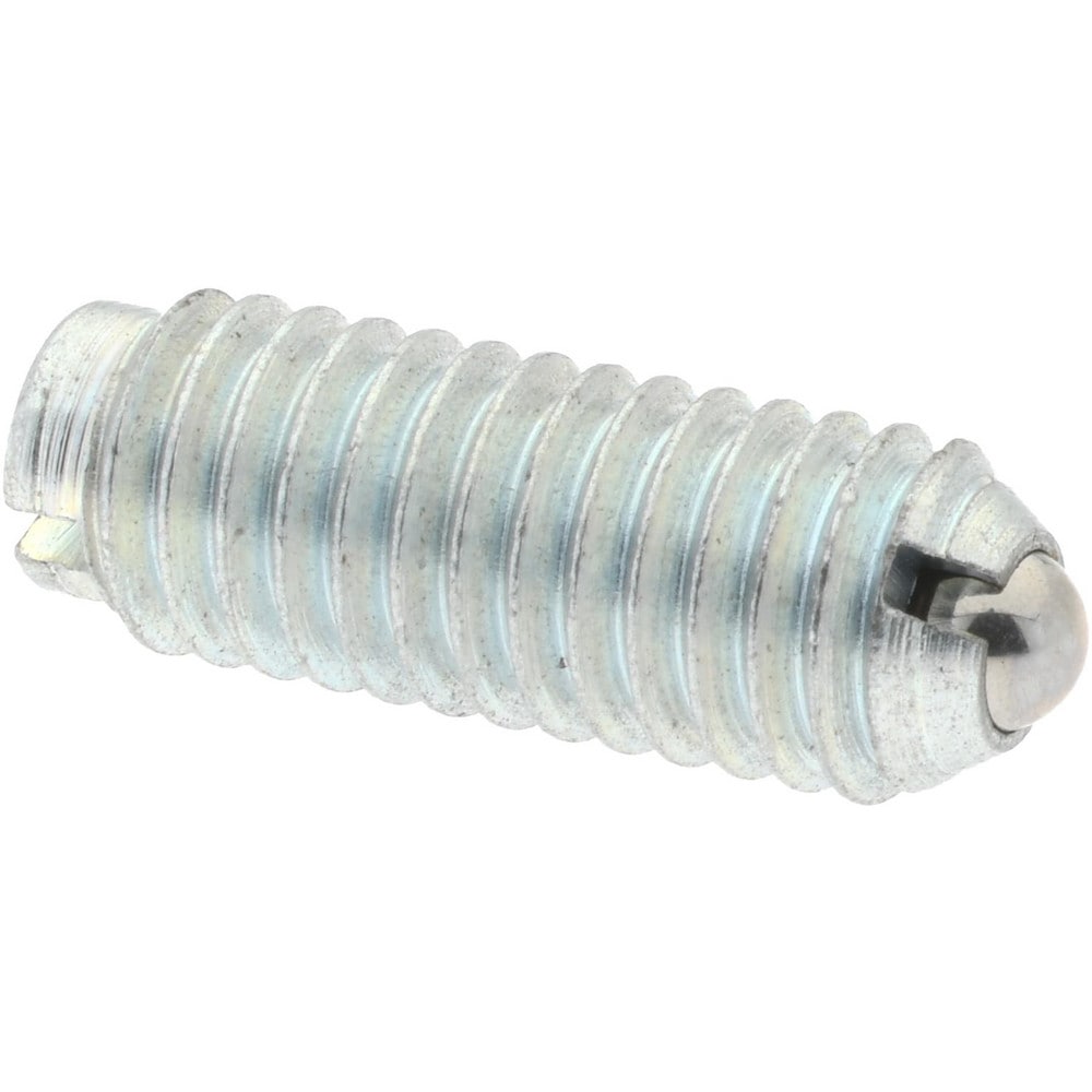 Threaded Ball Plunger: 10-32, 0.093" Ball Dia, 33/64" Body Length, 0.025" Max Ball Reach