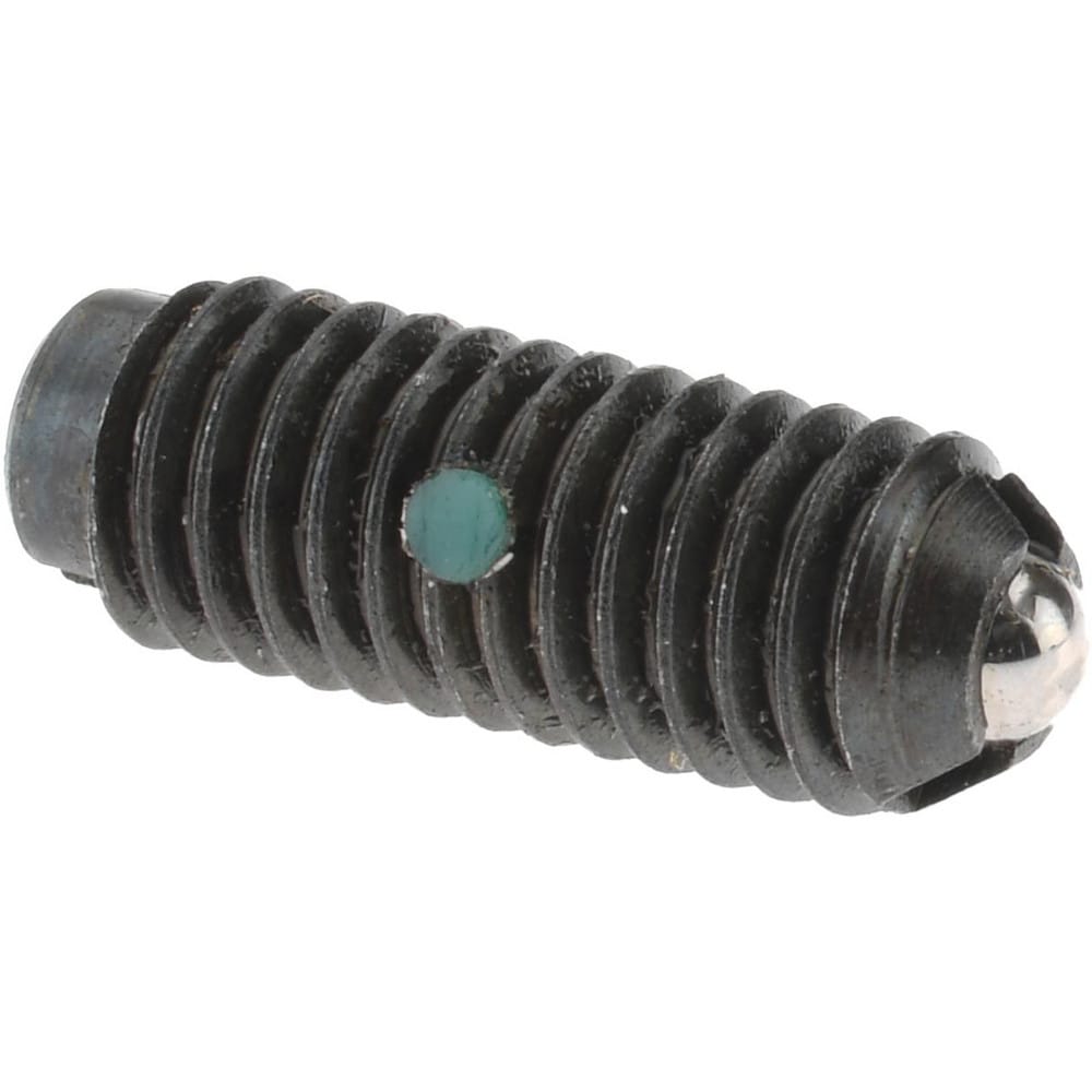 Threaded Ball Plunger: 10-32, 0.093" Ball Dia, 33/64" Body Length, 0.025" Max Ball Reach