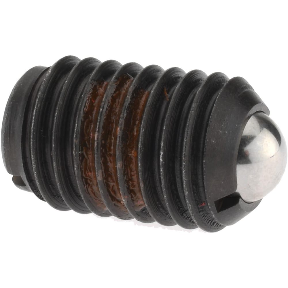 Threaded Ball Plunger: 5/8-11, 0.375" Ball Dia, 63/64" Body Length, 0.096" Max Ball Reach