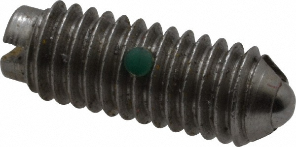Threaded Ball Plunger: 10-32, 0.093" Ball Dia, 33/64" Body Length, 0.025" Max Ball Reach