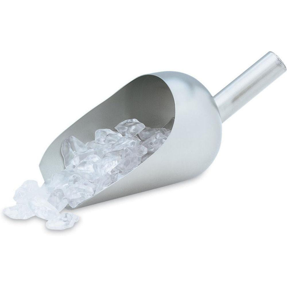 52 oz Silver Stainless Steel Round Bottom Scoop - 5.3" Wide Bowl, 3.3" Handle Length, 12" OAL