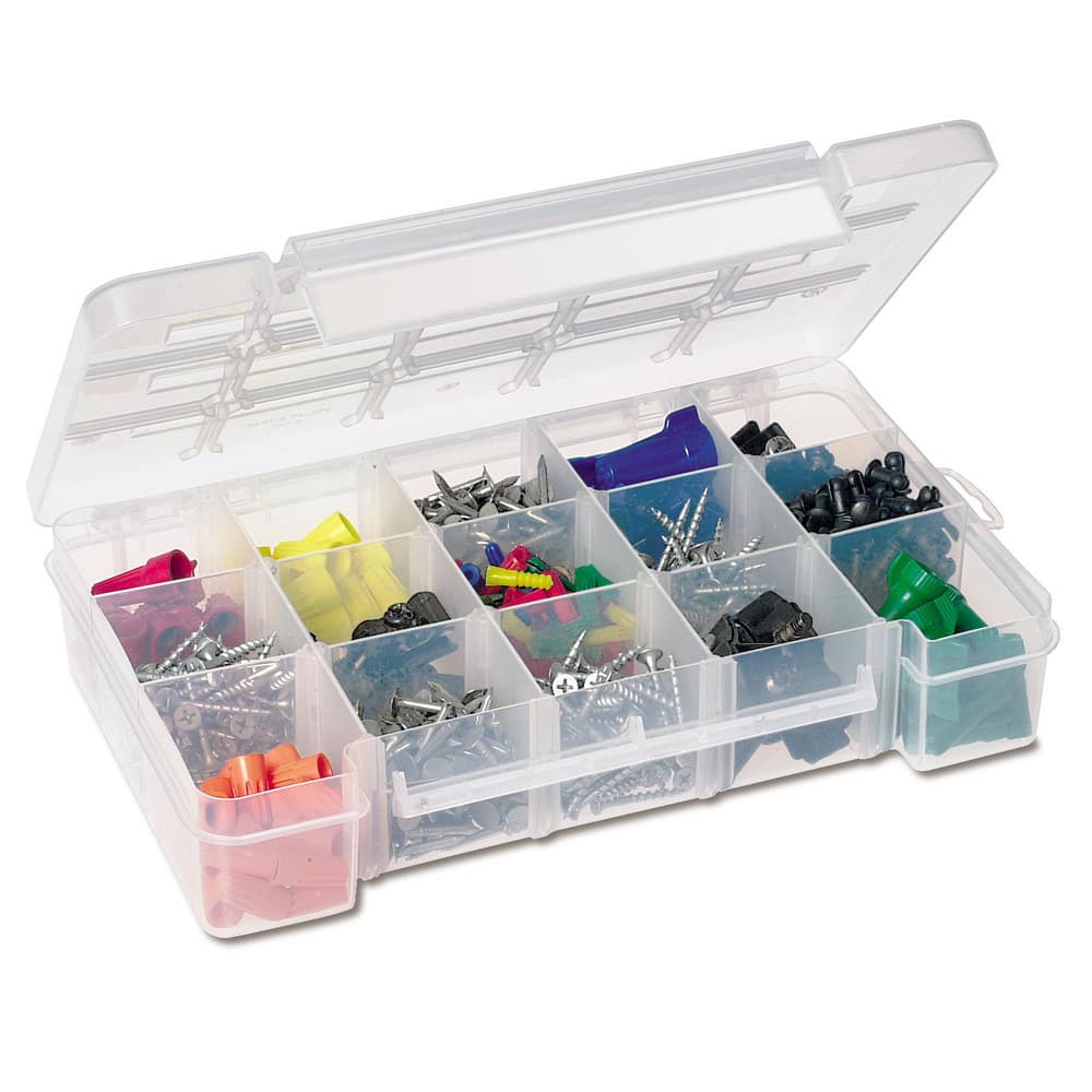 Akro-Mils - 3 to 15 Compartment Clear Small Parts Storage Case