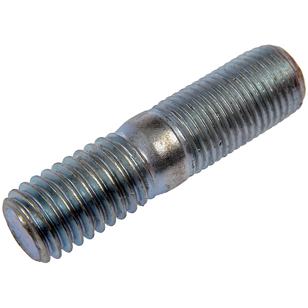 Unequal Double Threaded Stud: 1/2-13, 2" OAL - Steel, Uncoated Finish