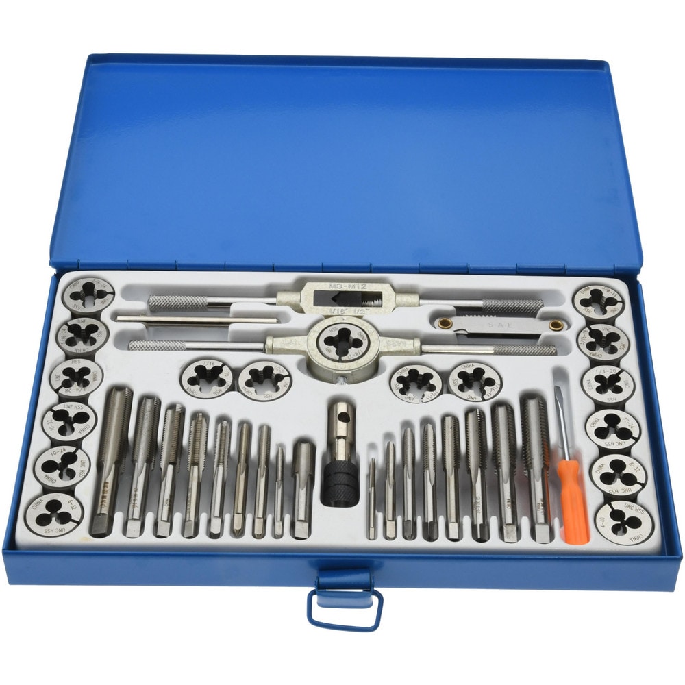 Value Collection - Tap & Die Set: 1/8-27 to 3/4-16 Taps, 1/4-20 to 