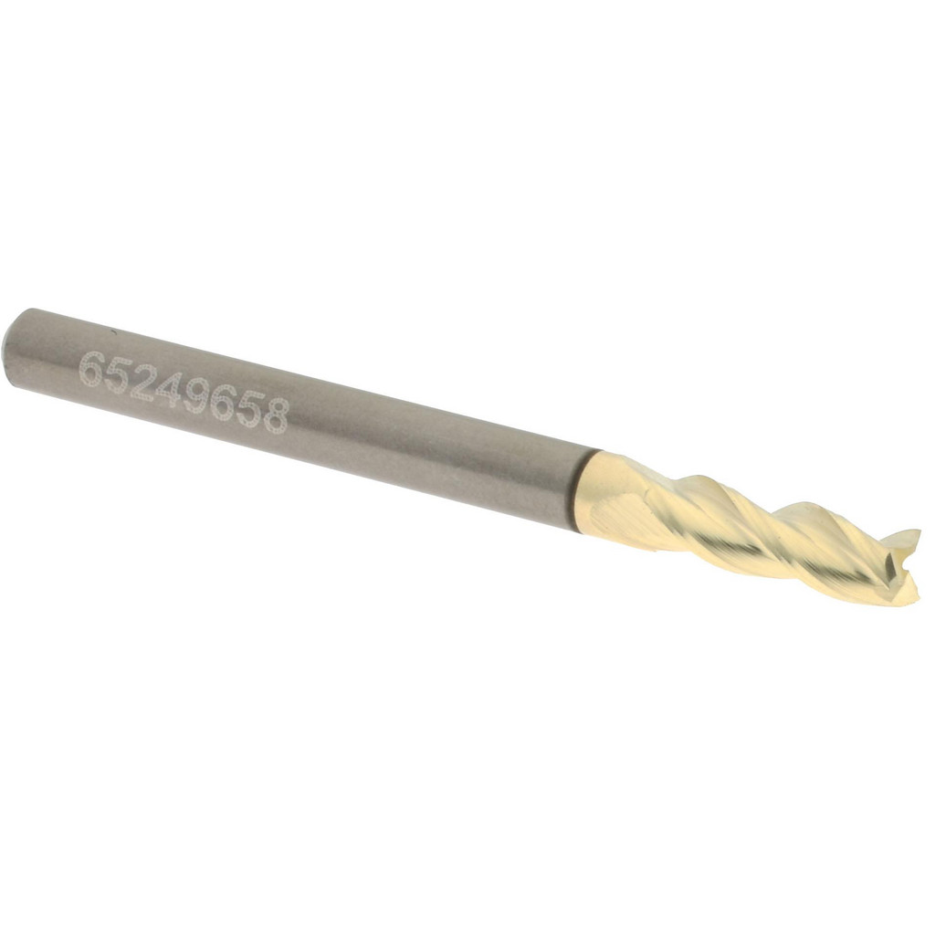 Accupro High Performance Milling Square End Mill: 1/8" Dia, 5/16" LOC - 1-1/2" OAL, 1/8" Shank Dia, 37 deg Helix, ZrN Finish, Single End, Accupro