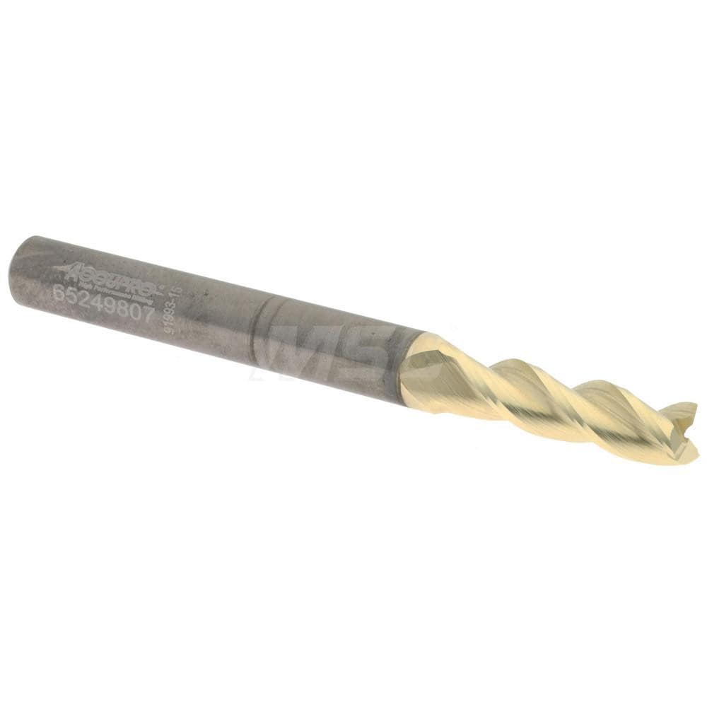 Accupro 35021812C5 Square End Mill: 7/32 Dia, 3/4 LOC, 1/4 Shank Dia, 2-1/2 OAL, 3 Flutes, Solid Carbide 