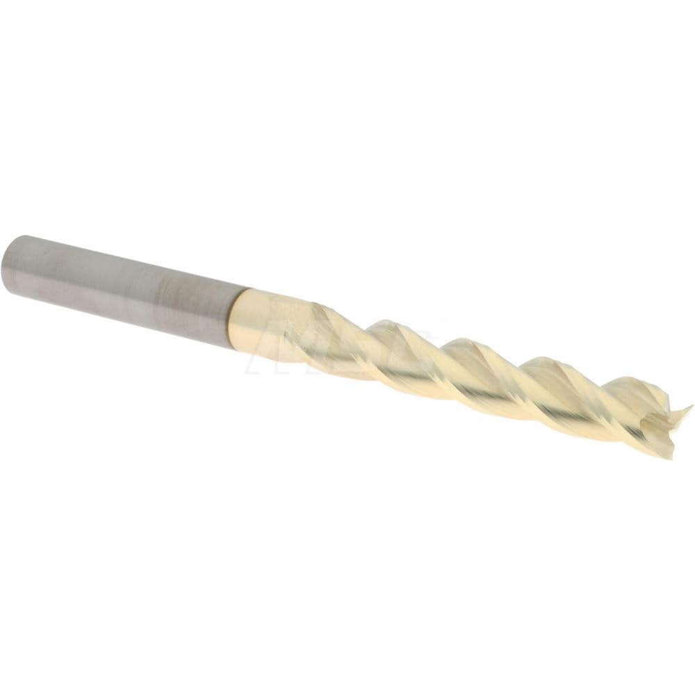 Accupro 35025024C5 Square End Mill: 1/4 Dia, 1-1/2 LOC, 1/4 Shank Dia, 3 OAL, 3 Flutes, Solid Carbide 