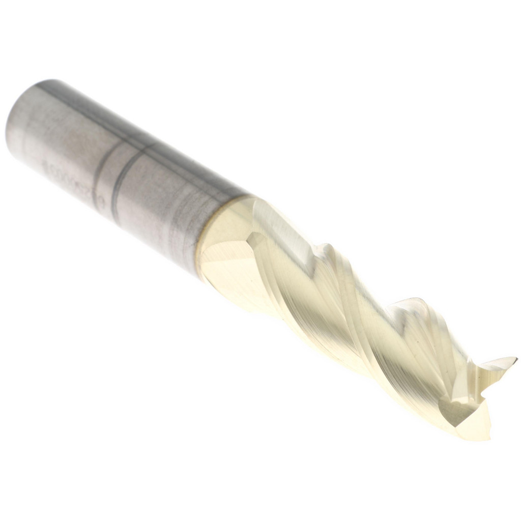 Accupro High Performance Milling Square End Mill: 11/32" Dia, 1" LOC - 2-1/2" OAL, 3/8" Shank Dia, 37 deg Helix, ZrN Finish, Single End, Accupro High
