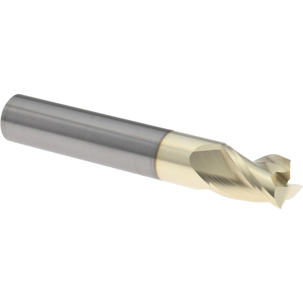 Accupro High Performance Milling Square End Mill: 7/16" Dia, 9/16" LOC - 2-3/4" OAL, 7/16" Shank Dia, 37 deg Helix, ZrN Finish, Single End, Accupro