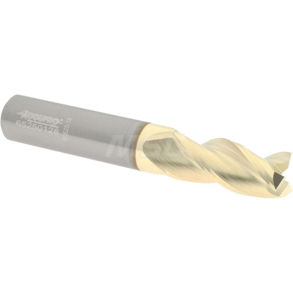 Accupro 35043716C5 Square End Mill: 7/16 Dia, 1 LOC, 7/16 Shank Dia, 2-3/4 OAL, 3 Flutes, Solid Carbide 