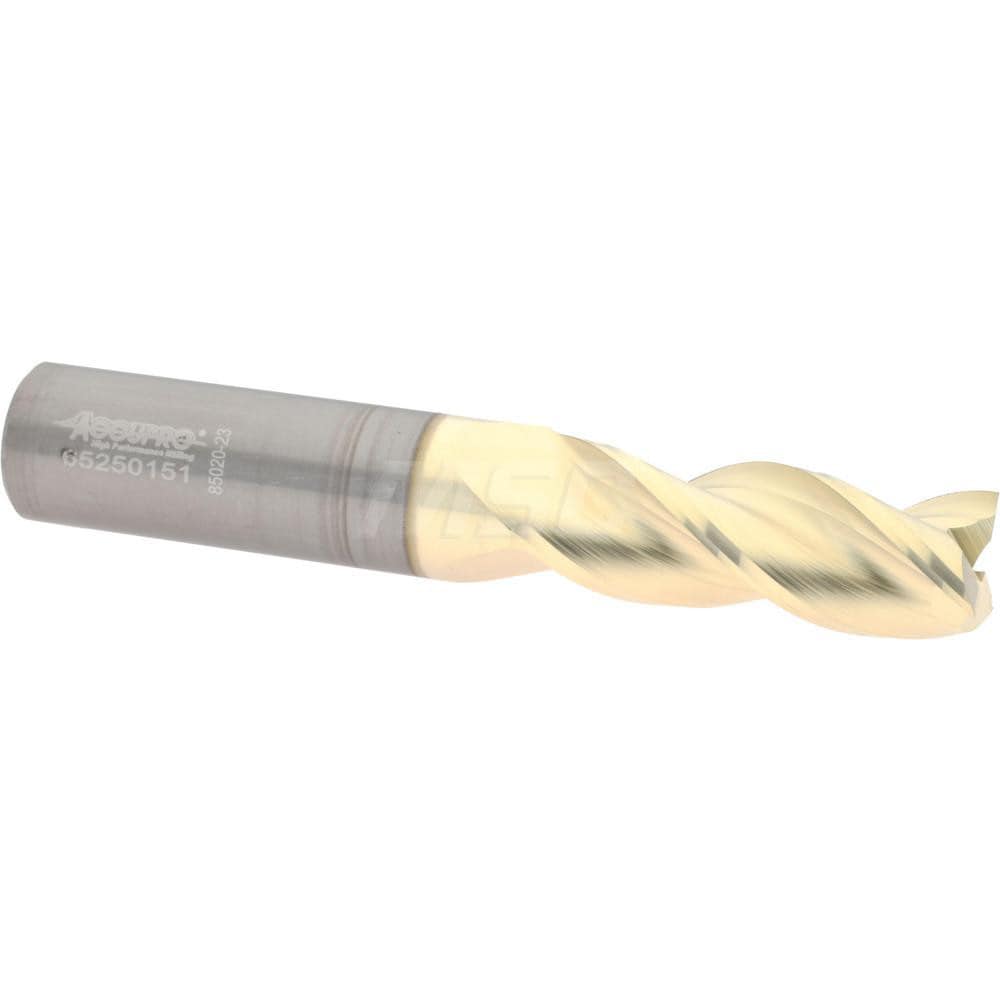 Accupro 35046816C5 Square End Mill: 15/32 Dia, 1-1/4 LOC, 1/2 Shank Dia, 3 OAL, 3 Flutes, Solid Carbide 