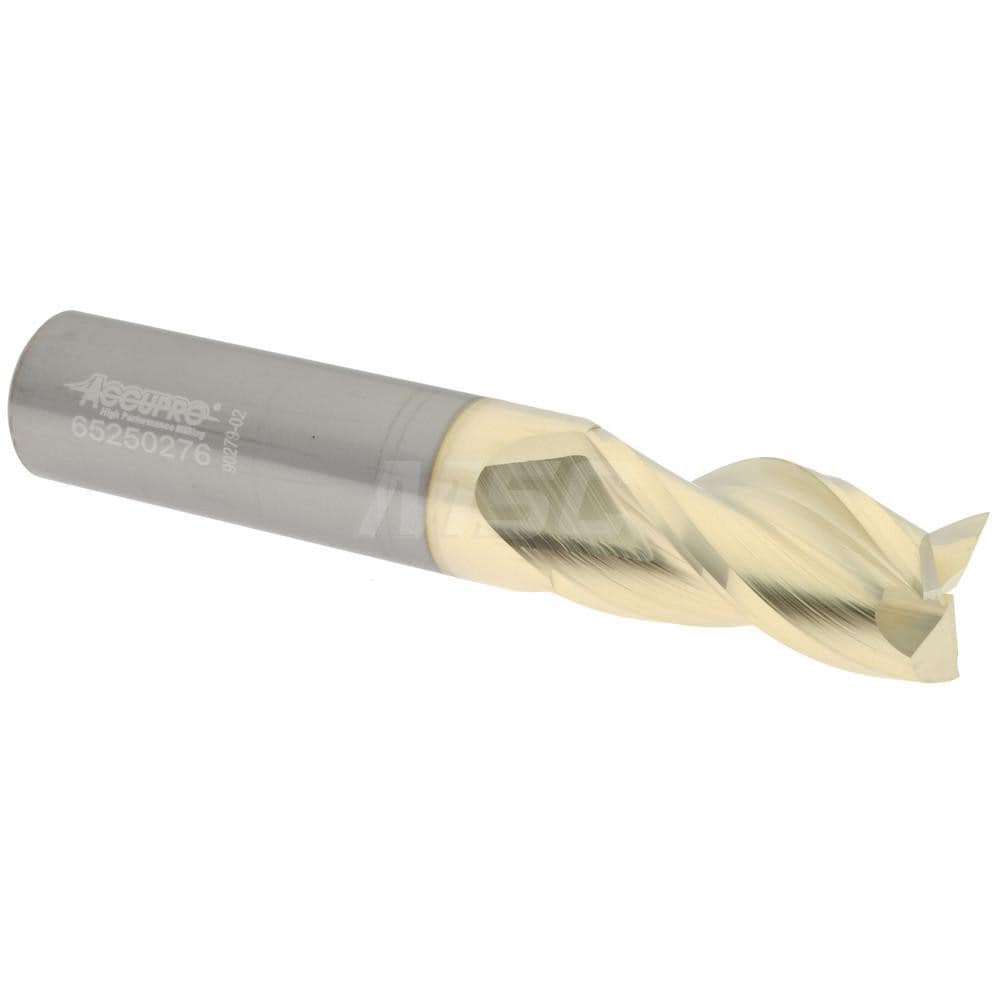 Accupro 35062520C5 Square End Mill: 5/8 Dia, 1-1/4 LOC, 5/8 Shank Dia, 3-1/2 OAL, 3 Flutes, Solid Carbide 