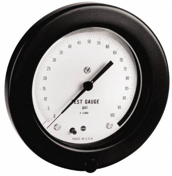Pressure Gauge: 4-1/2" Dial, 1/2" Thread, Lower Back Mount