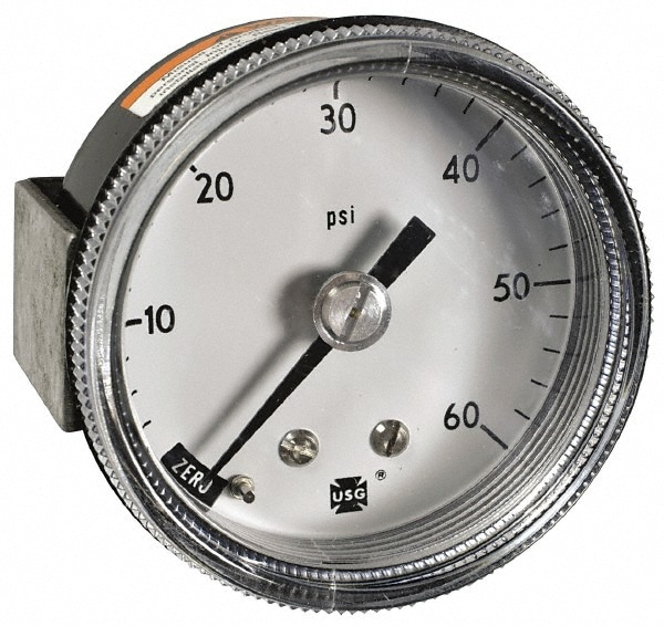 Pressure Gauge: 3-1/2" Dial, 1/4" Thread, U-Clamp & Center Back Mount