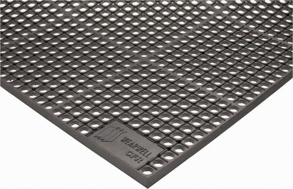 Wearwell 478.12X3X5GY Anti-Fatigue Mat: 60" Length, 36" Wide, 1/2" Thick, CFR Rubber, Beveled Edge, Heavy-Duty 