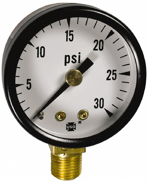 Pressure Gauge: 2" Dial, 1/4" Thread, Lower Mount - 3-2-3% of Scale Accuracy