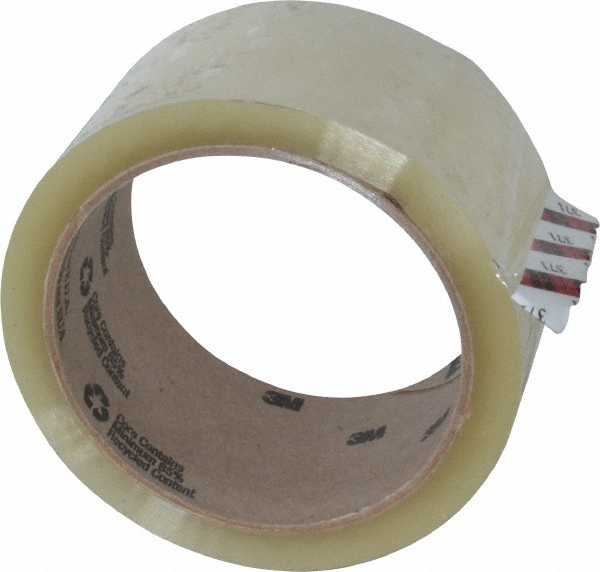 Packing Tape: 2" Wide, Clear, Rubber Adhesive - Polypropylene, 1.9 mil Thick, 44 lb/in Tensile Strength, Series 371