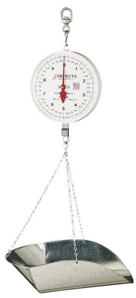Detecto MCS-40P 40 Lb Dial Hanging Scale with Galvanized Scoop 