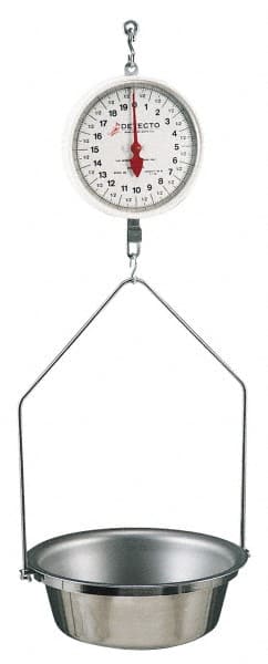 Detecto MCS-20F 20 Lb Dial Hanging Scale with Stainless Steel Round Pan 