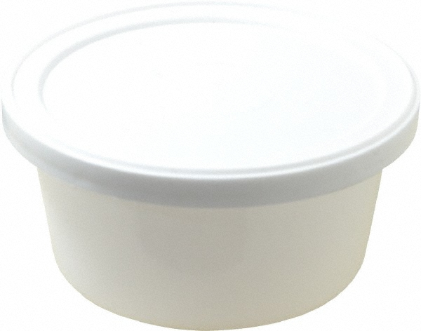 Polyethylene Disposable Container: 3.2" Width/Dia - White, Includes Closure
