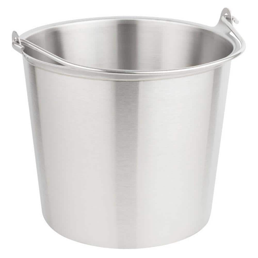 Pail: Stainless Steel, 4 gal, 10-1/8" High, 12" Dia, with Handle