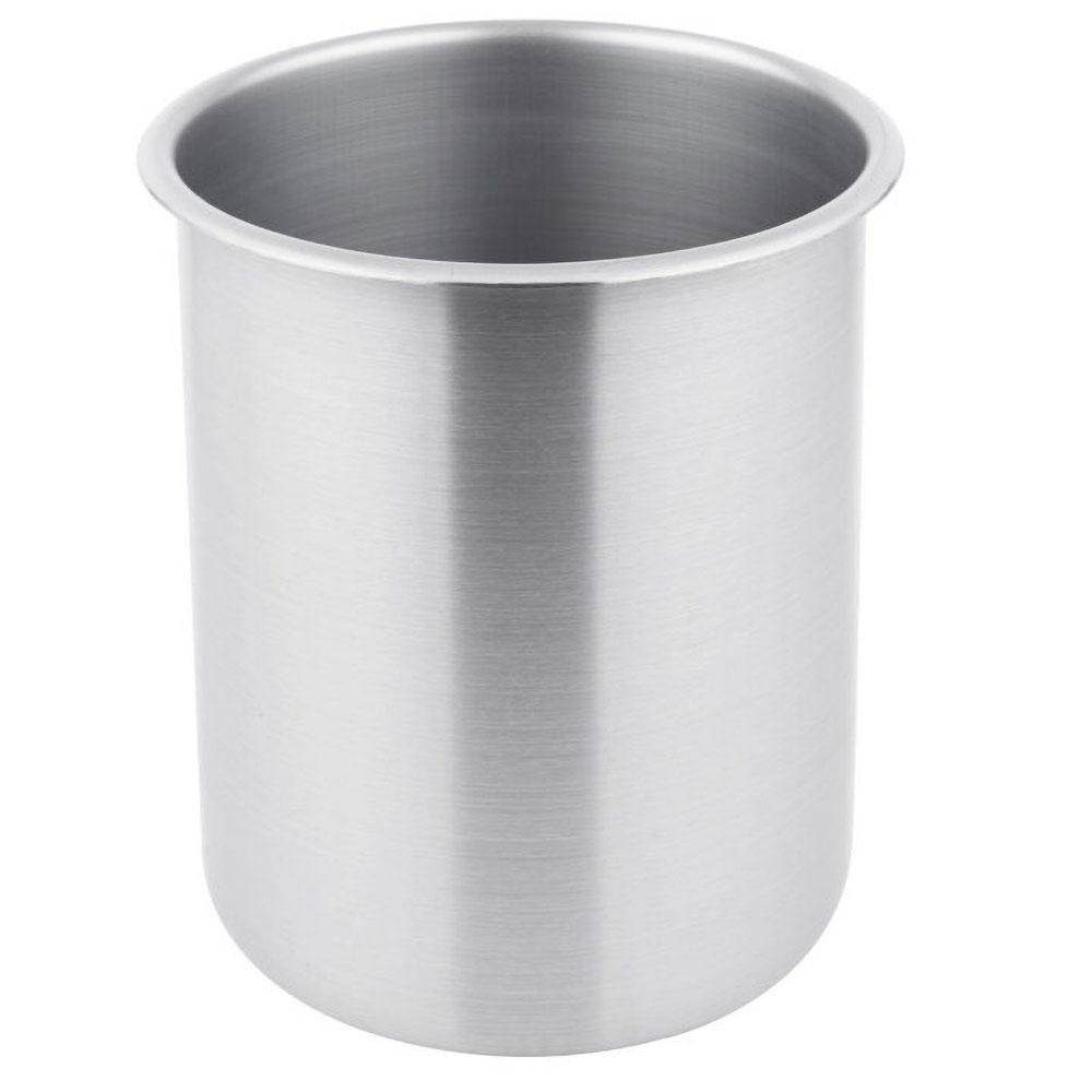Food Storage Container: Stainless Steel, Round - 7.6" OAH, 6-1/2" Overall Dia