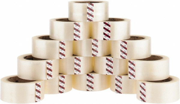 Packing Tape: 2" Wide, Clear, Rubber Adhesive - Polypropylene, 1.9 mil Thick, 44 lb/in Tensile Strength, Series 371