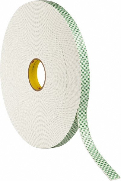 Off-White Double-Sided Urethane Foam Tape: 1" Wide, 36 yd Long, 1/8" Thick, Acrylic Adhesive - Continuous Roll, Series 4008