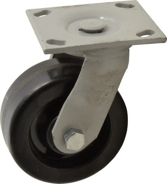 Fairbanks 322-5-MCP Swivel Top Plate Caster: Phenolic, 5" Wheel Dia, 2" Wheel Width, 1,000 lb Capacity, 6-1/2" OAH 