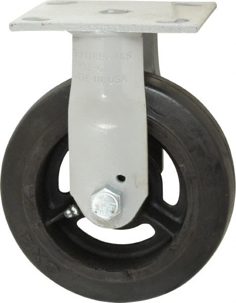 Fairbanks N32-6-RTI Rigid Top Plate Caster: Mold on Rubber, 6" Wheel Dia, 2" Wheel Width, 675 lb Capacity, 7-1/2" OAH 