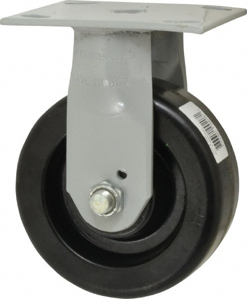 Rigid Top Plate Caster: Phenolic, 5" Wheel Dia, 2" Wheel Width, 1,000 lb Capacity, 6-1/2" OAH