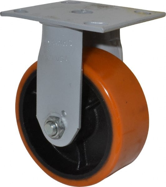 Fairbanks N32-5-PO Rigid Top Plate Caster: Polyurethane, 5" Wheel Dia, 2" Wheel Width, 700 lb Capacity, 6-1/2" OAH 