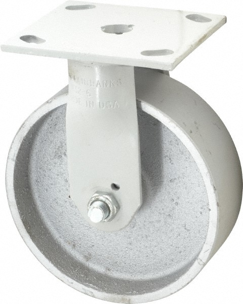 Fairbanks N32-6-IW Rigid Top Plate Caster: Semi-Steel, 6" Wheel Dia, 2" Wheel Width, 1,200 lb Capacity, 7-1/4" OAH 