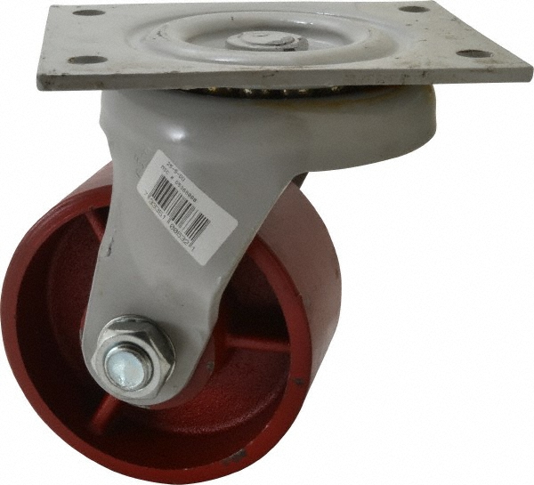 Fairbanks 25-5-DU Swivel Top Plate Caster: Ductile Iron, 5" Wheel Dia, 2-1/2" Wheel Width, 2,500 lb Capacity, 7-1/4" OAH 