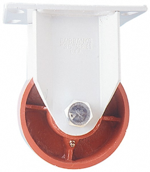 Rigid Top Plate Caster: Ductile Iron, 8" Wheel Dia, 2-1/2" Wheel Width, 2,500 lb Capacity, 10" OAH