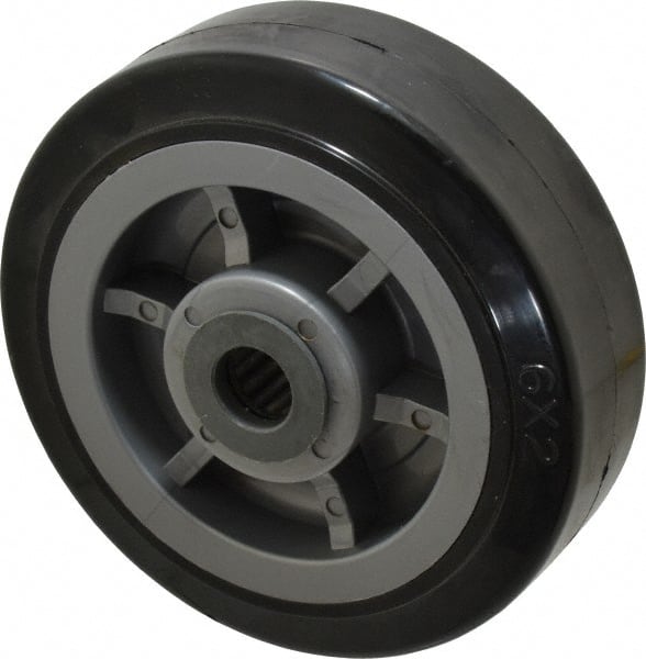 Fairbanks 6" Diam x 2" Wide Rubber Caster Wheel 410 Lb Capacity 3/4" Axle Diam