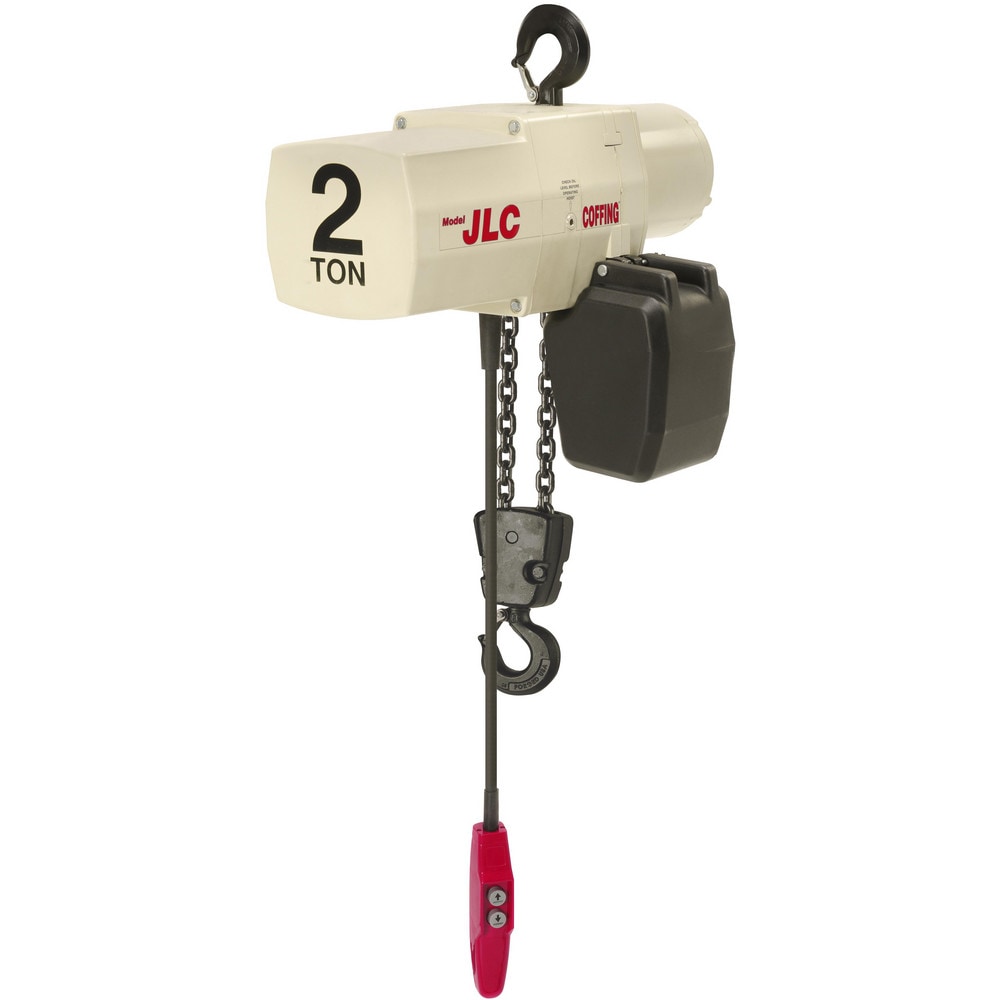 Electric Hoists; Load Capacity (Tons): 2 ; Controller: Push Button ; Brake Type: Disc ; Lifting Speed: 8ft/min ; Motor Horsepower: 1 ; Standards: ASME/ANSI B30.16; CSA Certified