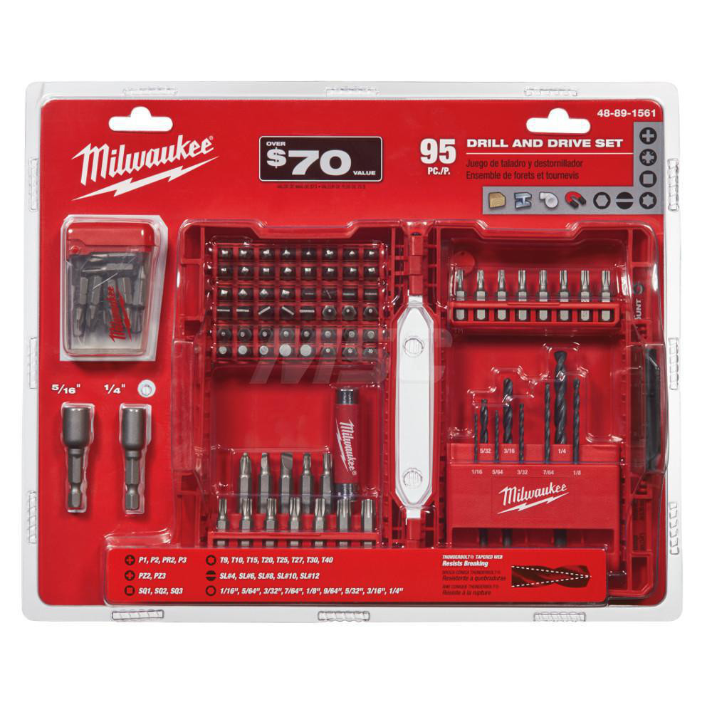 Milwaukee Tool Drill Bit Set Jobber Length Drill Bits, 95 Pc, 0.0625