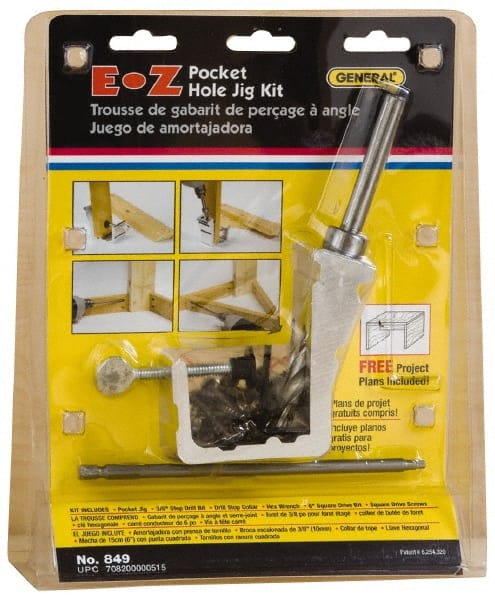 General 29 Piece, Pocket Hole Jig Kit for Woodworking & Step Drill Bits - Aluminum Guide, Comes in Tool Case | Part #849