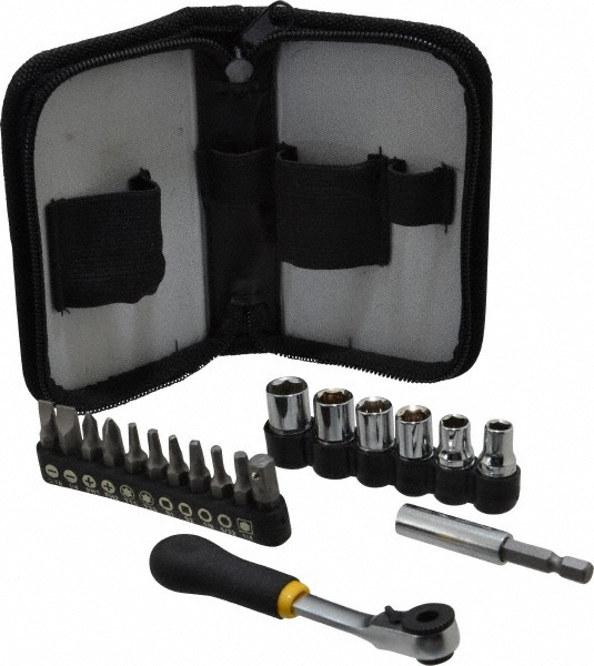 General 18 Pc Screwdriver Bit Set - #1-2 Phillips, 0.05-1/4" Hex, T15 & T20 Torx, Straight Handle, Ratcheting Offset Screwdriver & Nut Driver Set