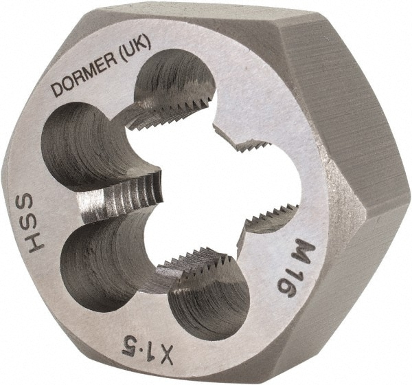 DORMER 5977946 Hex Rethreading Die: M16 x 1.50 Thread, Right Hand, 1.3" Hex, High Speed Steel Image