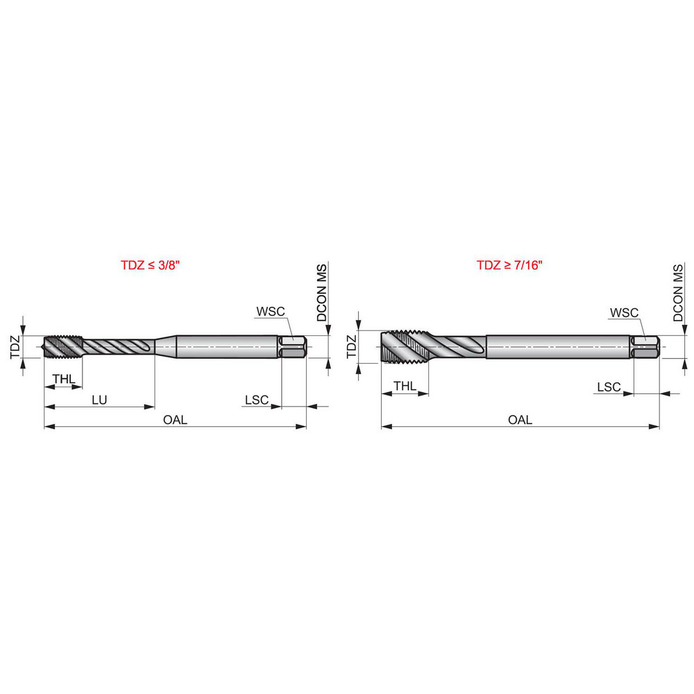 DORMER Spiral Flute Tap 1224 UNC, 3 Flutes, Bottoming, 2B Class of