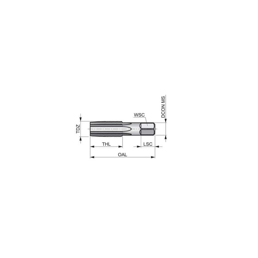 3/8-16 Thread Size Uncoated Bottoming Chamfer UNC High-Speed Steel Thread Forming Flute Tap Union Butterfield 1580 H5 Tolerance Round Shank with Square End Finish Bright 