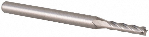Square End Mill: 0.0787'' Dia, 0.3543'' LOC, 4 Flutes, Solid Carbide