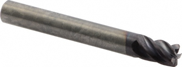 M.A. Ford. 17825004A Corner Radius End Mill: 1/4" Dia, 3/8" LOC, 0.03" Radius, 5 Flutes, Solid Carbide 