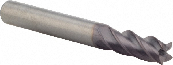 M.A. Ford® Corner Radius End Mill: 5/16" Dia, 13/16" LOC, 0.0150" Corner Radius, 4 Flute, Solid Carbide - 2-1/2" OAL, 5/16" Shank Dia, 35 & 38 deg